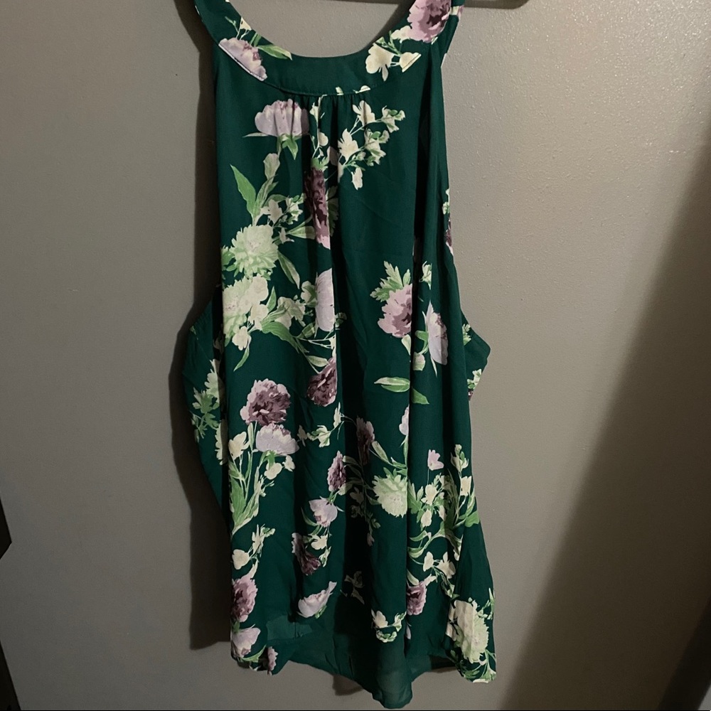 Soho New York & Company Blouse Green Purple Floral